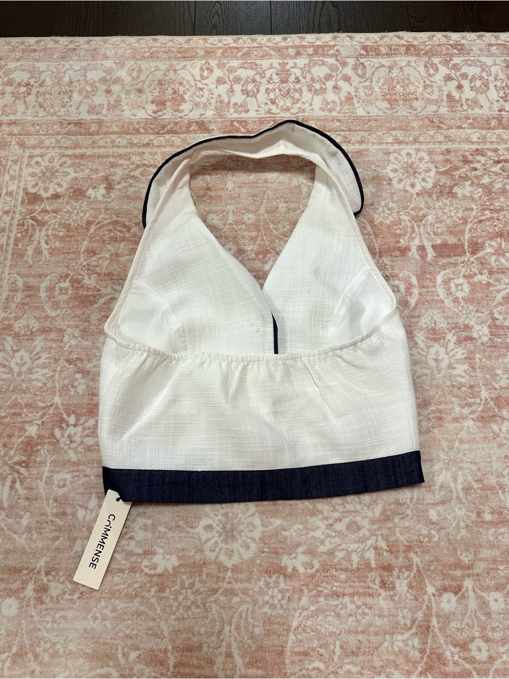 NWT ⚜️ Commense Tweed & Denim Cropped Halter Top - Picture 9 of 13